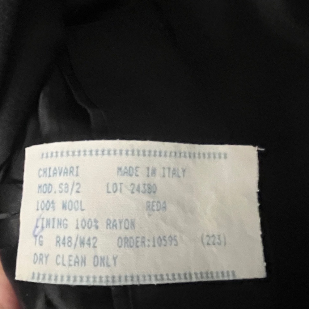 Chiavari Suit Mens 48R/42w Charcoal windowpane 100% Wool 2 Button Made in Italy - Picture 5 of 10